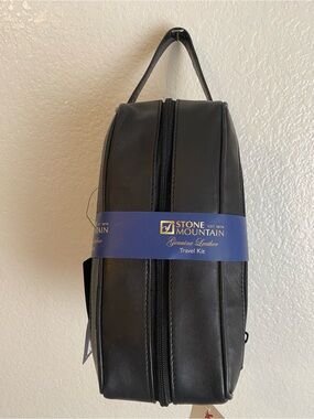 Stone Mountain Accessories Black Genuine Leather Dopp Travel Kit Bag
